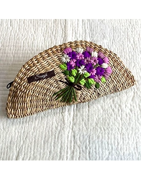 Kauna Straw Handwoven Clutch | Hand-embroidered | Saanjh Exclusive