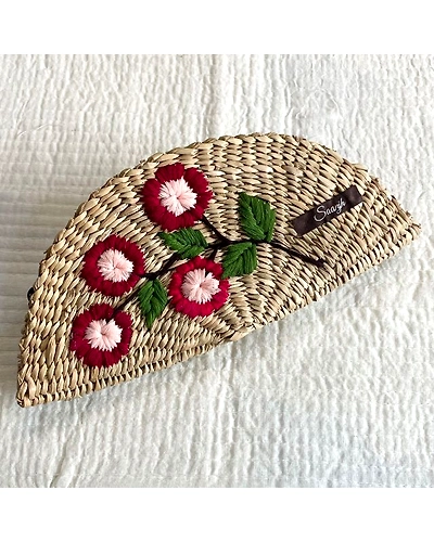 Kauna Straw Handwoven Clutch | Hand-embroidered | Saanjh Exclusive-12250000
