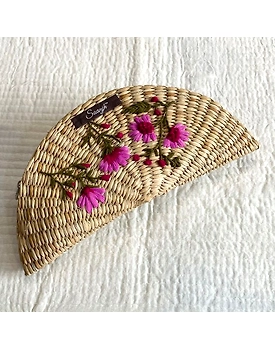 Kauna Straw Handwoven Clutch | Hand-embroidered | Saanjh Exclusive