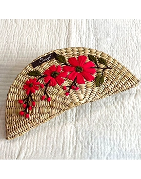 Kauna Straw Handwoven Clutch | Hand-embroidered | Saanjh Exclusive