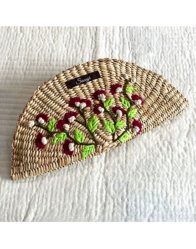 Kauna Straw Handwoven Clutch | Hand-embroidered | Saanjh Exclusive