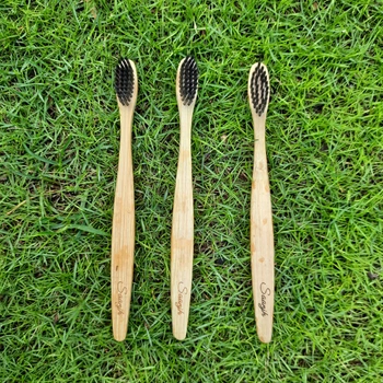 Bamboo Toothbrush with Charcoal Bristles - Pack of 3-12247538