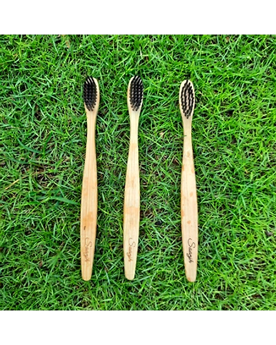 Bamboo Toothbrush with Charcoal Bristles - Pack of 3-12247538