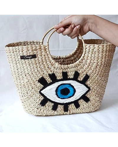 Kauna Modish Beach Bag | Evil Eye Embroidery | Handwoven &amp; Hand-embroidered-1
