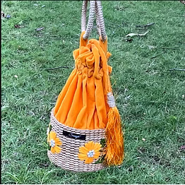 kauna velvet hand-embroidered potli bag | ethnic boho style drawstring purse | saanjh exclusive