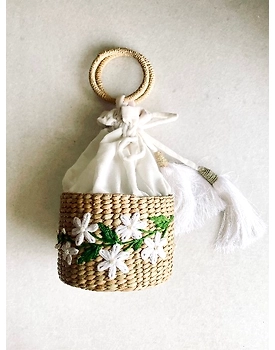 Kauna Velvet Hand-embroidered Potli Bag | Ethnic Boho Style Drawstring Purse | Saanjh Exclusive