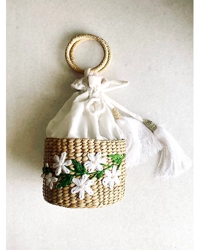 Kauna Velvet Hand-embroidered Potli Bag | Ethnic Boho Style Drawstring Purse | Saanjh Exclusive-12249498
