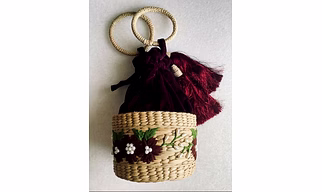 Kauna Velvet Hand-embroidered Potli Bag | Ethnic Boho Style Drawstring Purse | Saanjh Exclusive
