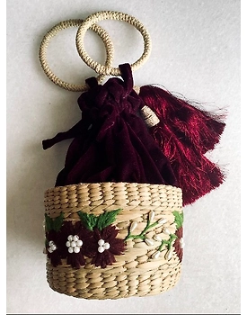 Kauna Velvet Hand-embroidered Potli Bag | Ethnic Boho Style Drawstring Purse | Saanjh Exclusive