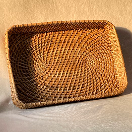 rectangular natural weave kosh tray