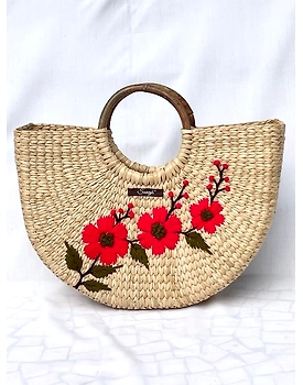 Pink Kauna Handwoven Floral Embroidered Handbag