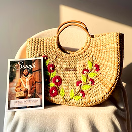 water reed handwoven embroidered handbag