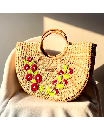 Water Reed Handwoven Embroidered Handbag-1