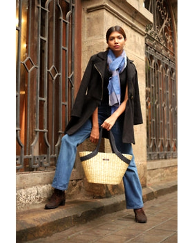 Straw Tote with Hemp Handle | Totes &amp; Handbags-1
