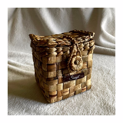 saanjh handwoven cane straw mini box