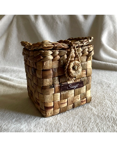 Saanjh Handwoven Cane Straw Mini Box-2