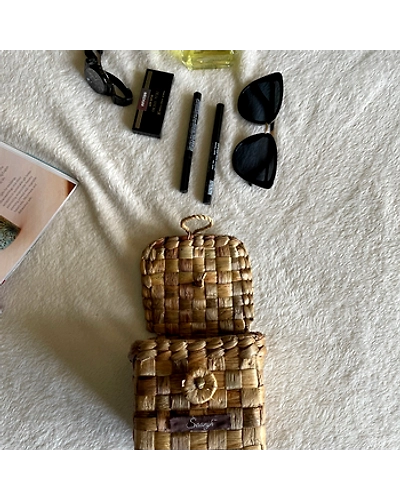 Saanjh Handwoven Cane Straw Mini Box-1