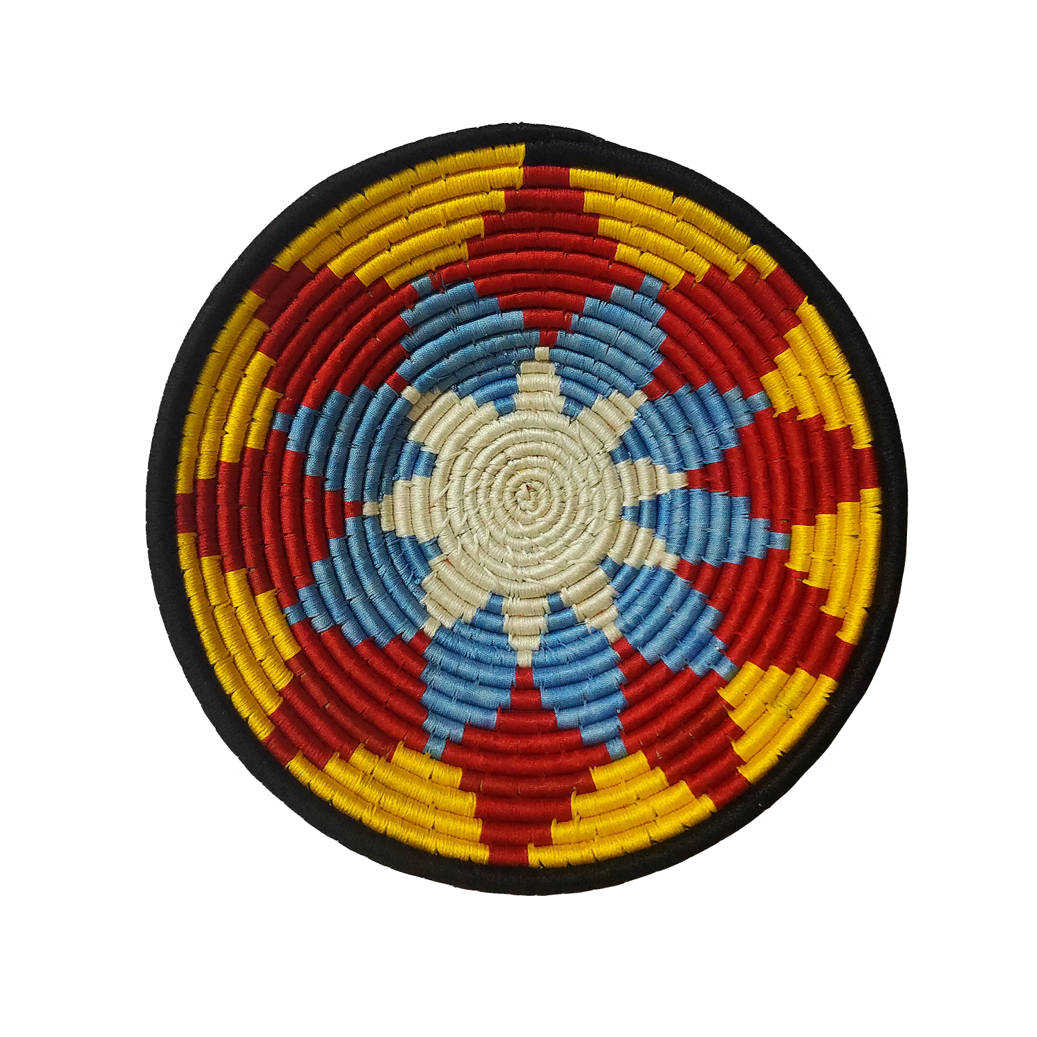 Traditional Indian craft Sabai Grass Wall Plate, Size 30CM, Yellow and Red Color image 1