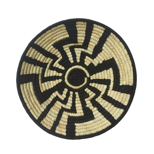 Handicraft Sabai Grass and Palm Leaf Natural Wall Plate, Size 30CM, Natural and Black Color