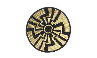 Handicraft Sabai Grass and Palm Leaf Natural Wall Plate, Size 30CM, Natural and Black Color