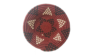 Handicraft Sabai Grass and Palm Leaf Decoration Wall Plate, Size 30CM, Maroon Color
