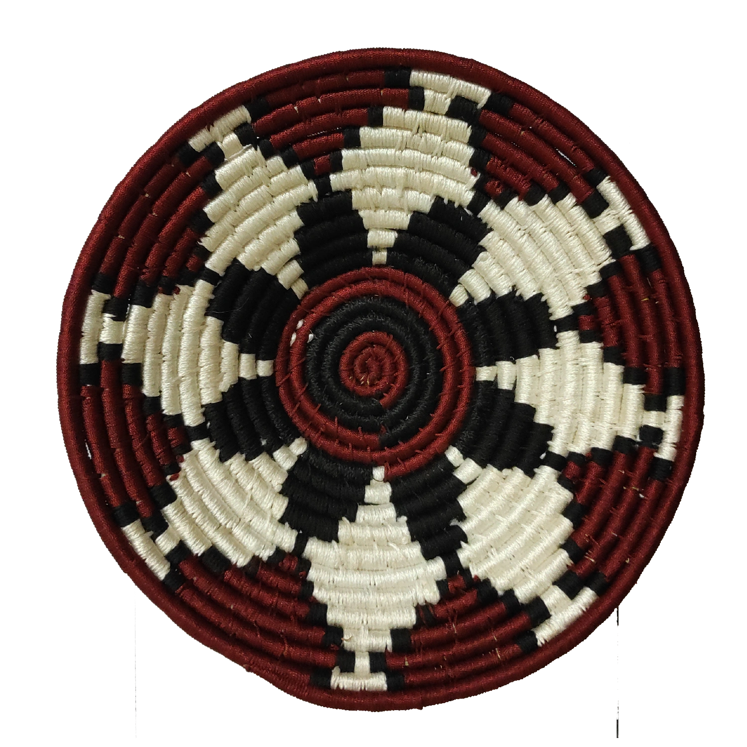 Handicraft Sabai Grass Indian craft Tradition Wall Plate, Size 30CM, Maroon and White Color-SWP-011