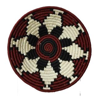 Handicraft Sabai Grass Indian craft Tradition Wall Plate, Size 30CM, Maroon and White Color