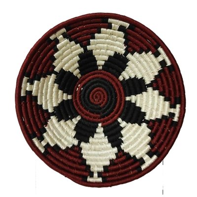 Handicraft Sabai Grass Indian craft Tradition Wall Plate, Size 30CM, Maroon and White Color