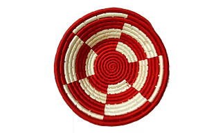 Handmade art Sabai Grass and Palm Leaf Wall Plate, Size 30CM, Red and White Color