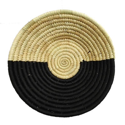 Handmade Home Decor Sabai Grass Wall Plate, Size 30CM, Natural and Black Color