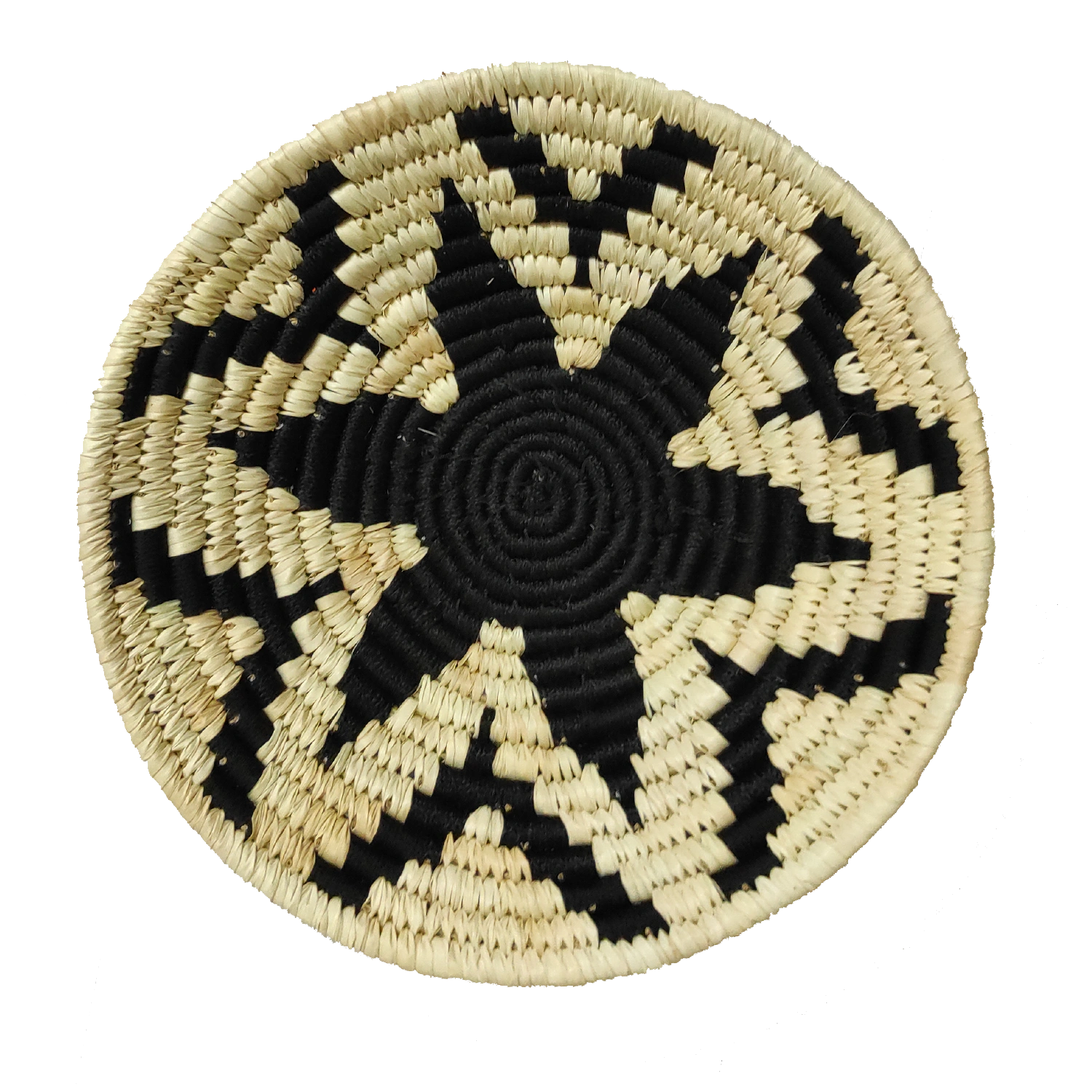 Handwoven Indian craft Sabai Grass Wall Plate, Size 30CM, Black Color-SWP-013