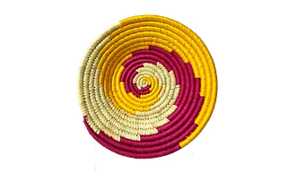 Hanging Sabai grass wall baskets, Size 30CM, Yellow and Pink Color
