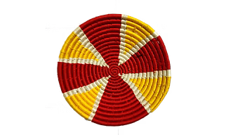Indian Craft and Culture Handicraft Sabai Grass Wall Plate, Size 30CM, Red and Yellow Color
