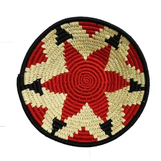 Handicraft Sabai Grass Home Decor Wall Plate, Size 30CM, Red Color