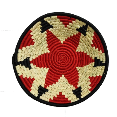 Handicraft Sabai Grass Home Decor Wall Plate, Size 30CM, Red Color
