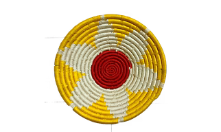 Handmade Sabai Grass and Palm Leaf Wall Plate, Size 30CM, Yellow and Red Color
