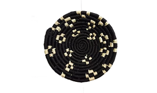 Handmade Craft Sabai Grass and Palm Leaf  Wall Plate, Size 30CM, Black Color
