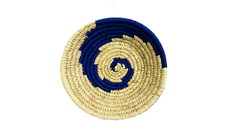 Handicrafts of India Sabai Grass and Palm Leaf  Wall Plate, Size 30CM, Natural and Blue Color