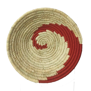 Indian crafty Handicraft Sabai Grass and Palm Leaf Wall Plate, Size 30CM, Red Color
