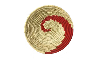 Indian crafty Handicraft Sabai Grass and Palm Leaf Wall Plate, Size 30CM, Red Color