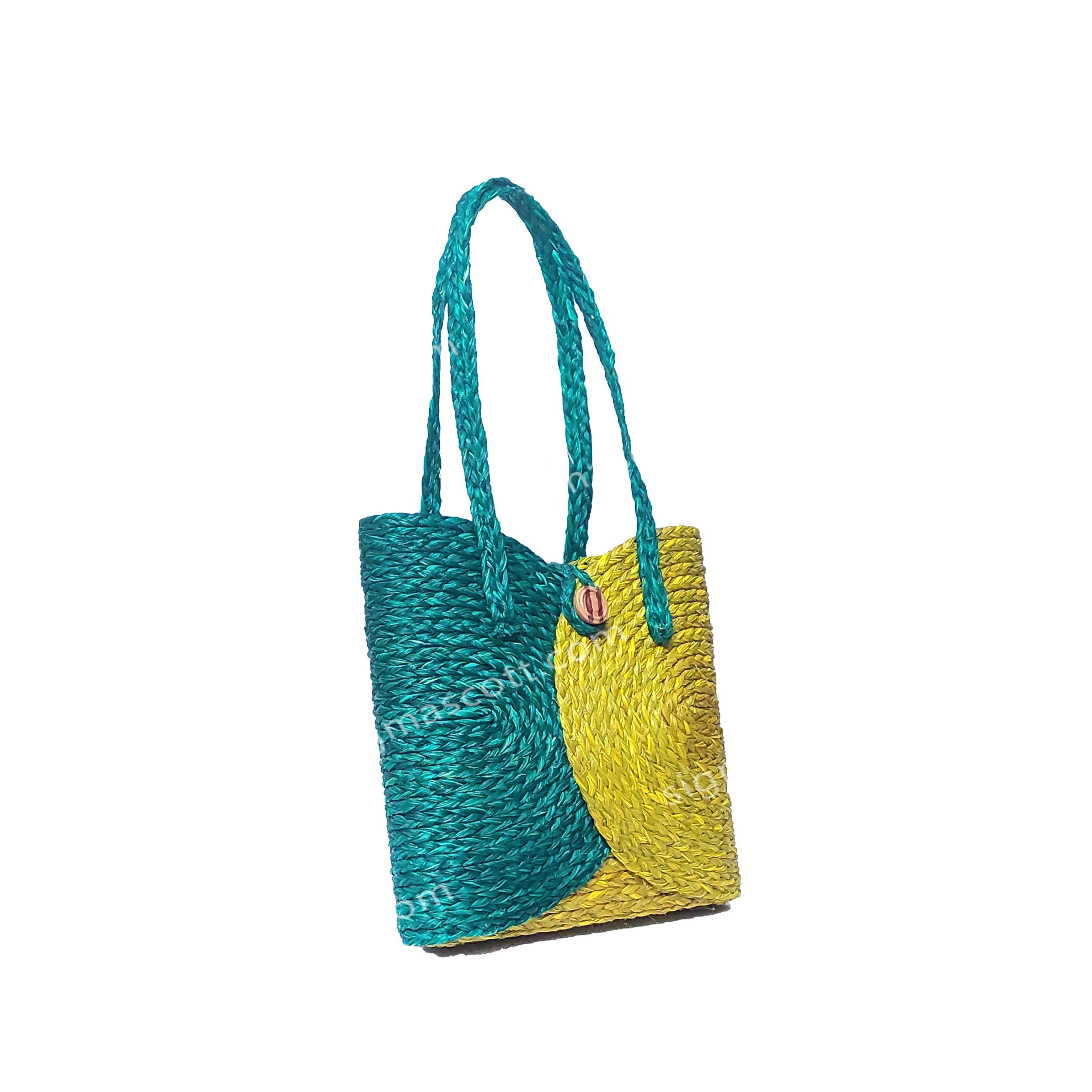 Sabai Grass Yelllow &amp; Sky Tote bag-(30x30x08)CM-1