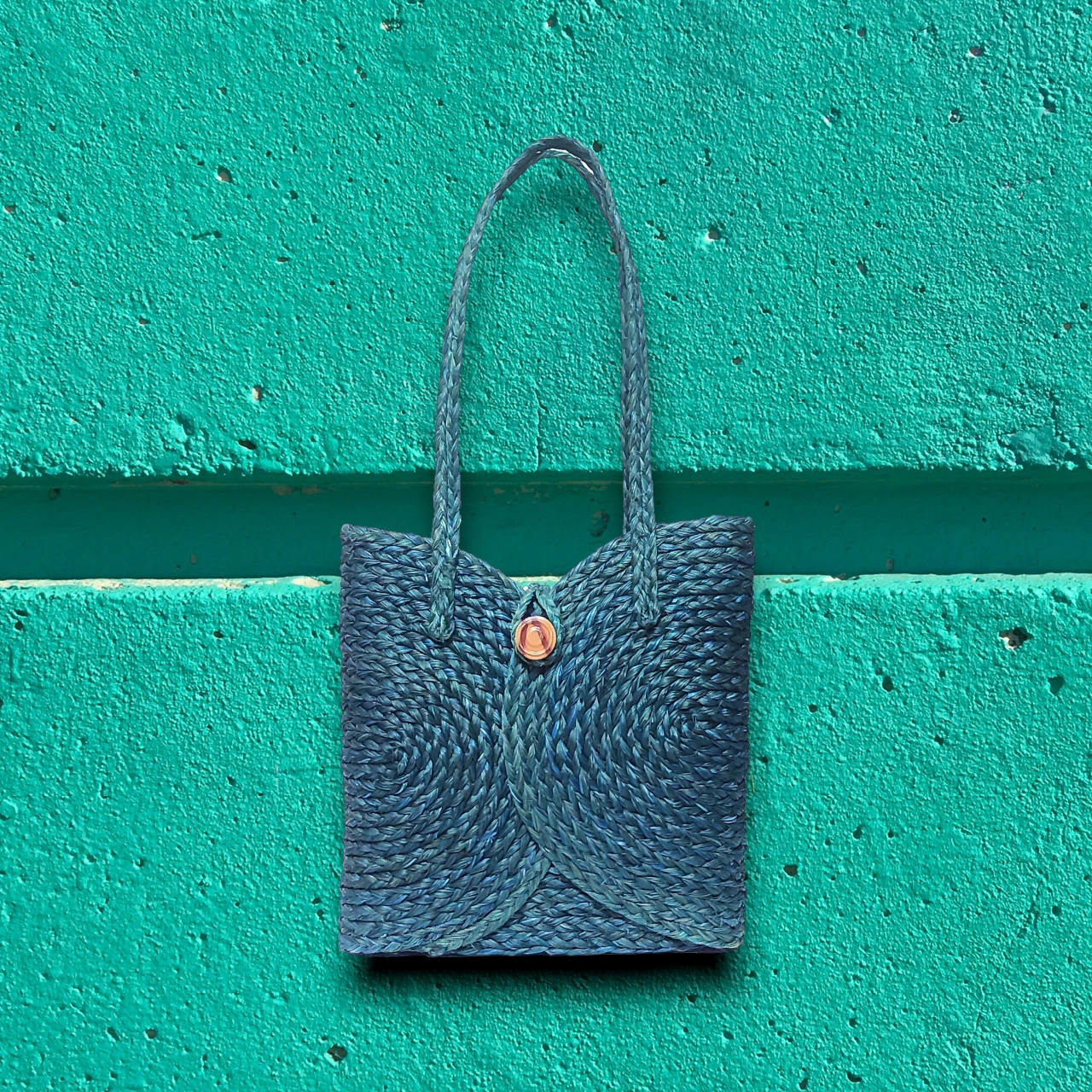Sabai Grass Blue Ladies Handbag-(30x30x08)CM-4