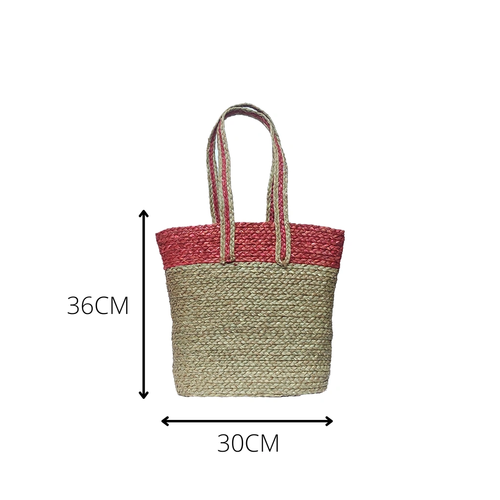 Sabai Grass Handbag with Cloth Lining-(35x30x12)CM-3