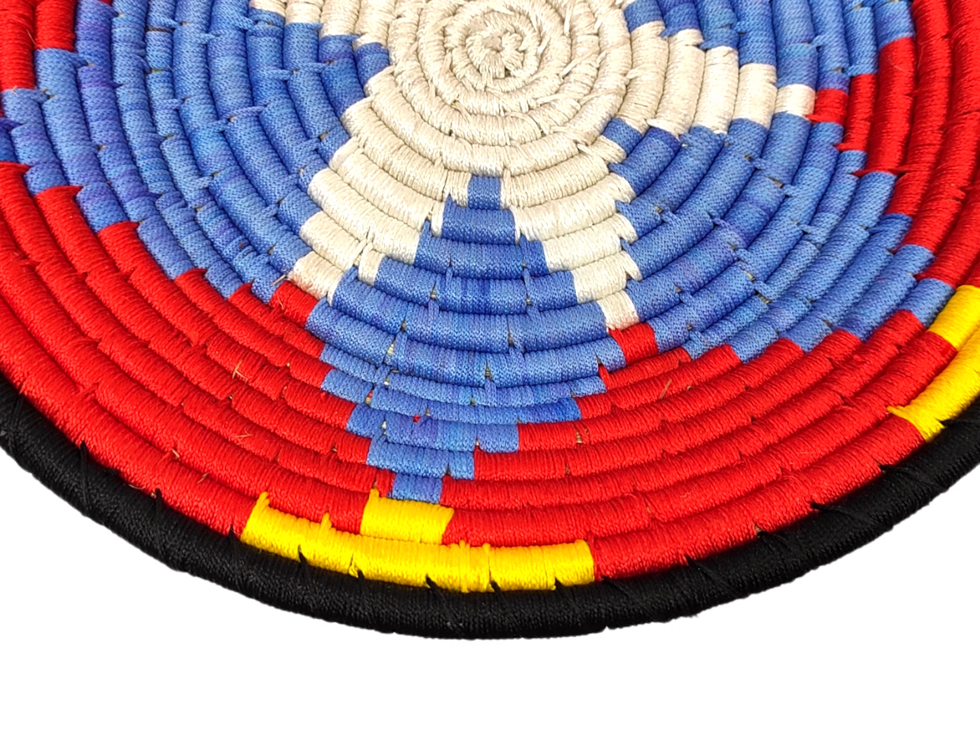 Traditional Indian craft Sabai Grass Wall Plate, Size 30CM, Yellow and Red Color image 4
