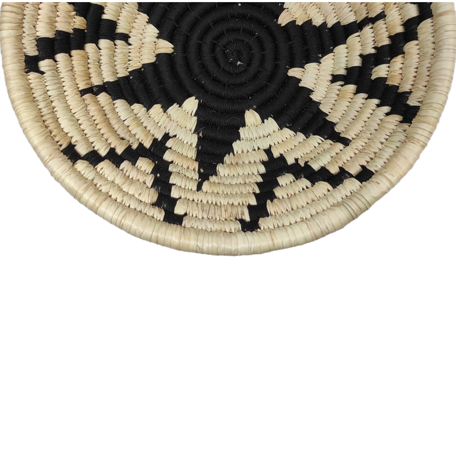 Handwoven Indian craft Sabai Grass Wall Plate, Size 30CM, Black Color-30CM-3