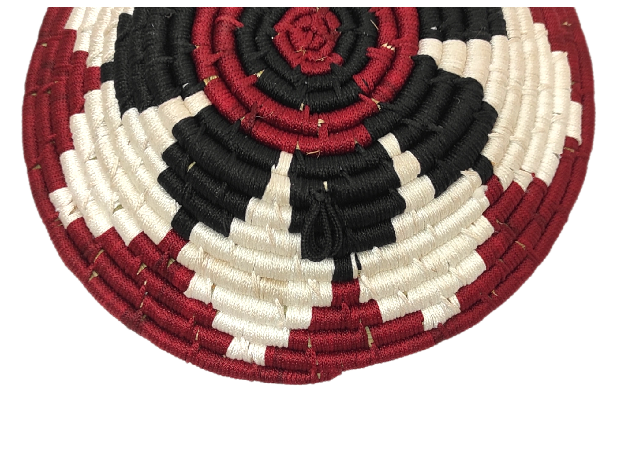 Handicraft Sabai Grass Indian craft Tradition Wall Plate, Size 30CM, Maroon and White Color-30CM-1