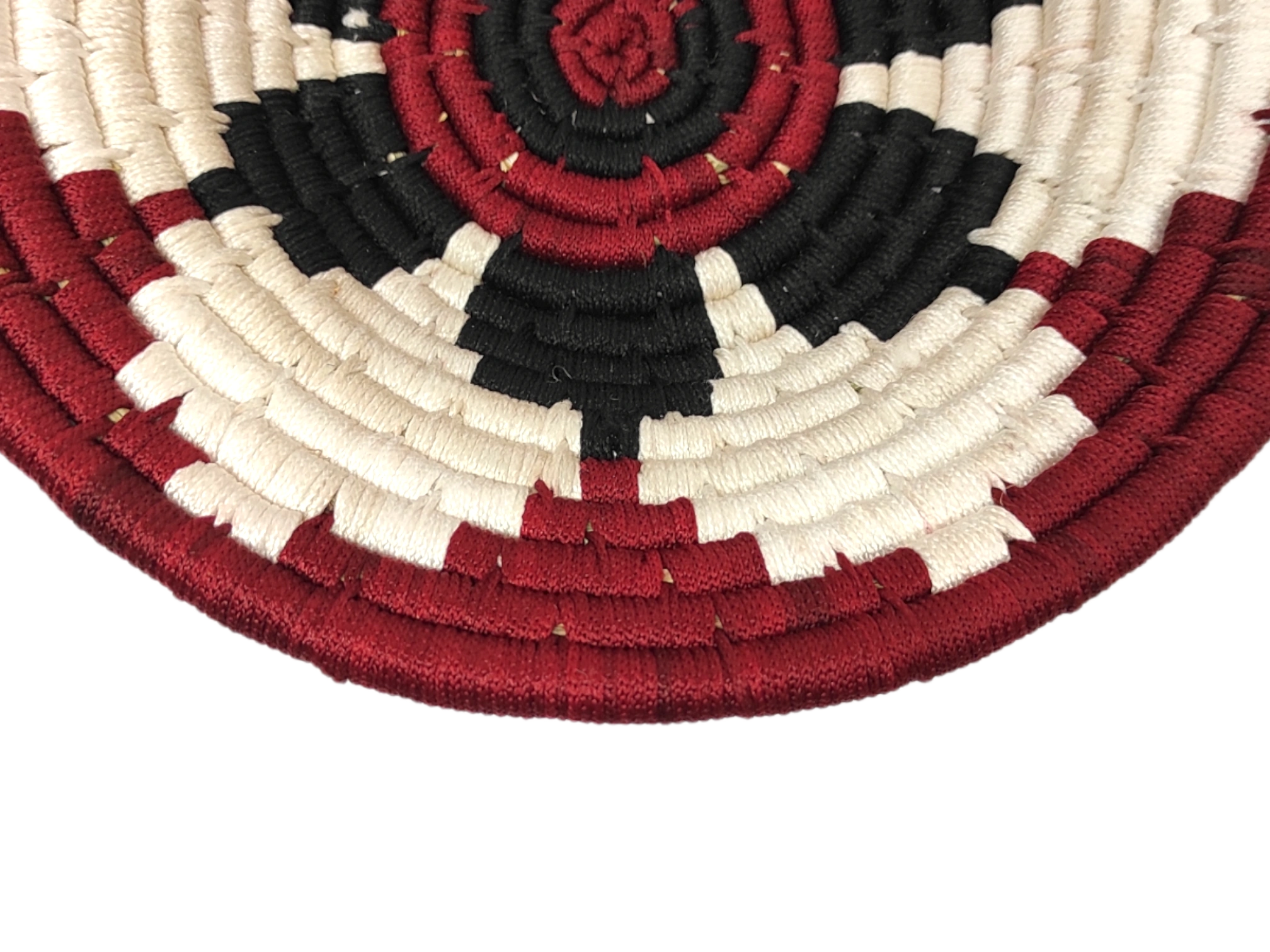 Handicraft Sabai Grass Indian craft Tradition Wall Plate, Size 30CM, Maroon and White Color-30CM-3