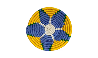 Sabai Handwoven Grass Wall Basket Decor, Size 30CM, Yellow and Blue Color