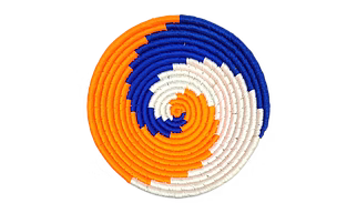 Sabai Handwoven Grass Decorating Wall Baskets, SIze 30CM, Orange, Blue and White Color