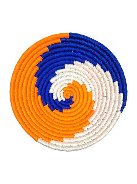 Sabai Handwoven Grass Decorating Wall Baskets, SIze 30CM, Orange, Blue and White Color